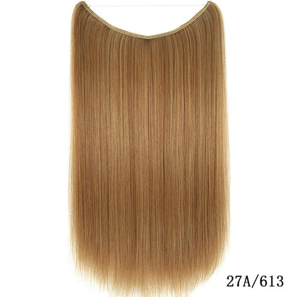 22 inches Invisible Wire No Clips in Hair Extensions Secret Fish Line Hairpieces Silky Straight Synthetic - Amazhona 