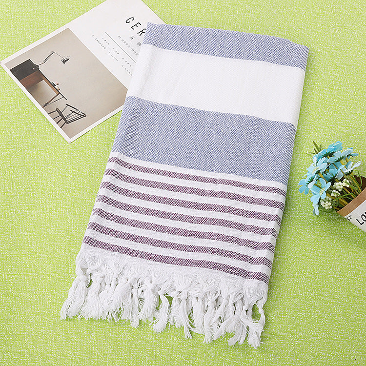 Cotton striped beach towel 100x180cm - Amazhona 