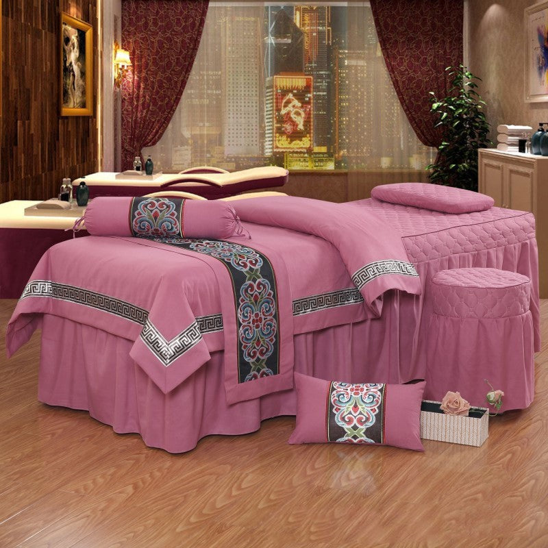 Four-piece high-end pure color beauty bedspread - Amazhona 