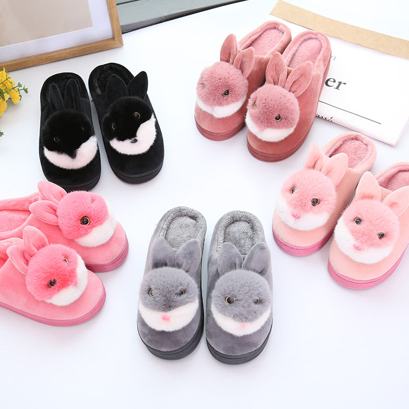 Cute rabbit ball cotton slippers - Amazhona 