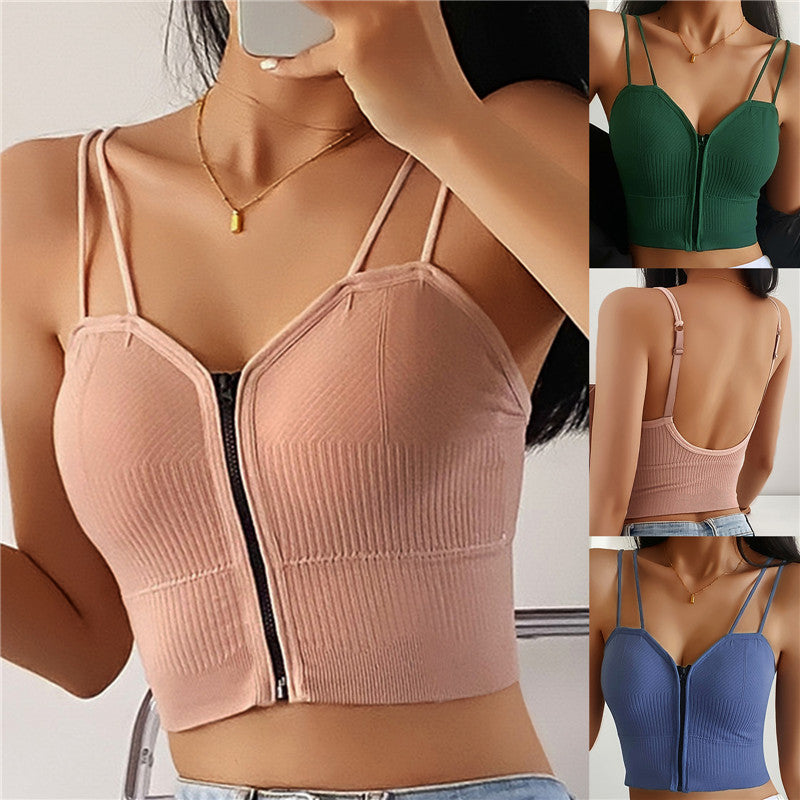 Fashion Zipper With Beautiful Back Suspender Vest - Amazhona 