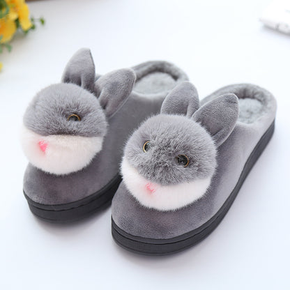 Cute rabbit ball cotton slippers - Amazhona 