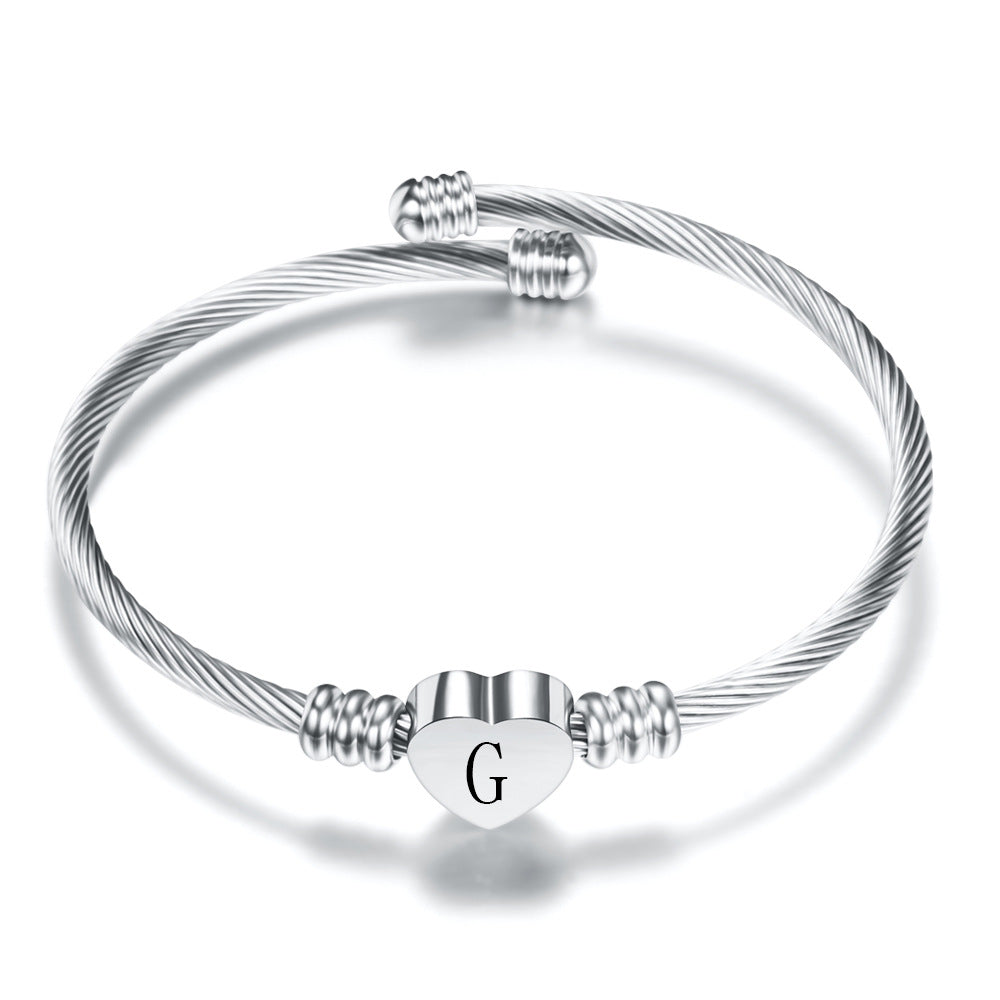 26 Letter Stainless Steel Bangle - Amazhona 