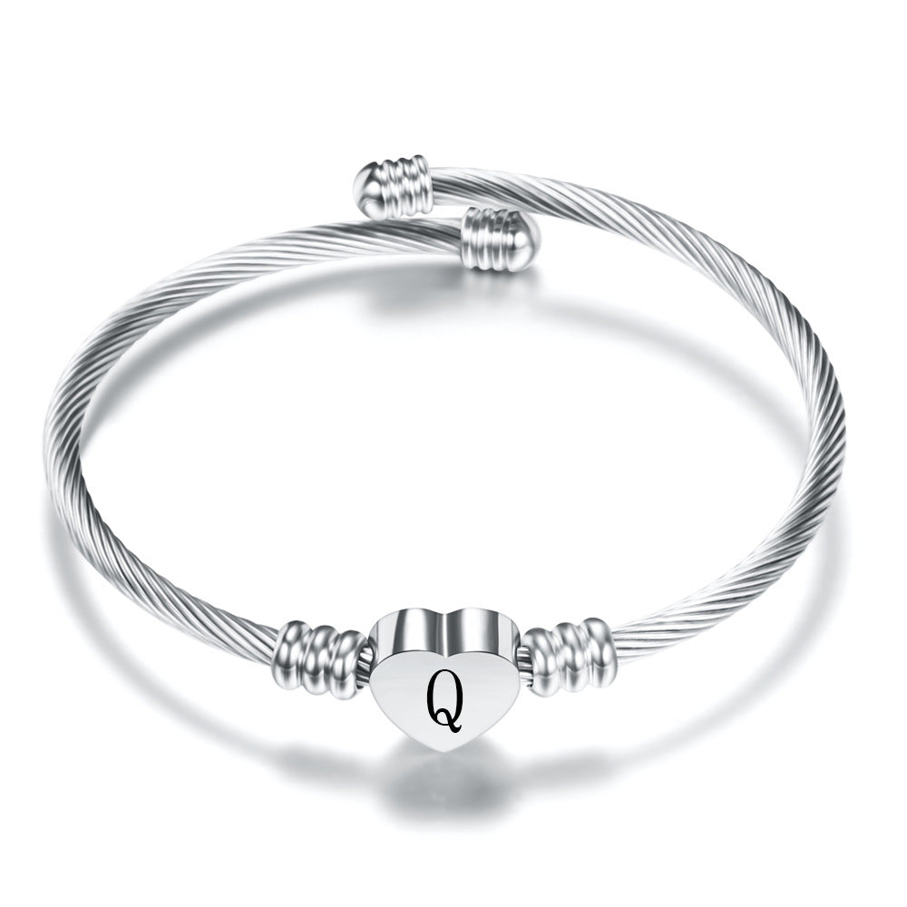 26 Letter Stainless Steel Bangle - Amazhona 