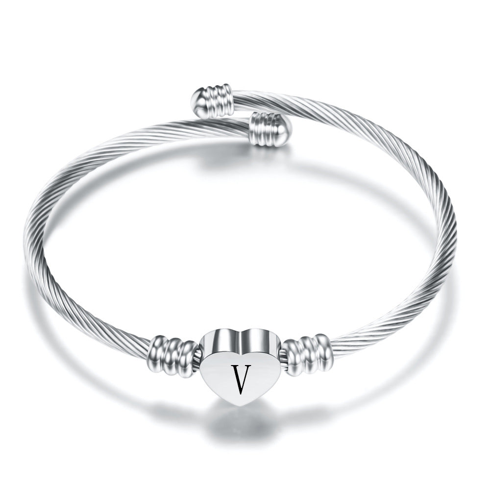 26 Letter Stainless Steel Bangle - Amazhona 