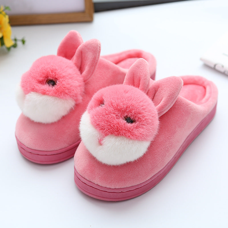 Cute rabbit ball cotton slippers - Amazhona 