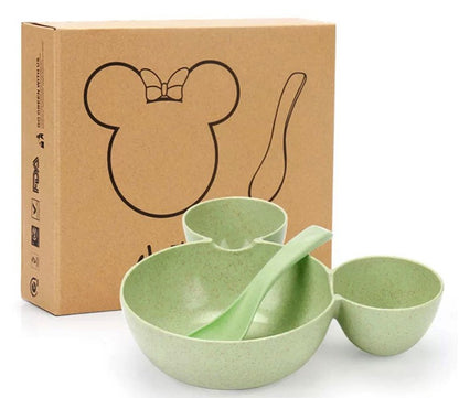 Wheat Straw, Children's Bowl, Cartoon, Wheat Chopsticks, Fork Spoon, Fruit Dish, Mickey's Bowl, Lovely Gift Set - Amazhona 