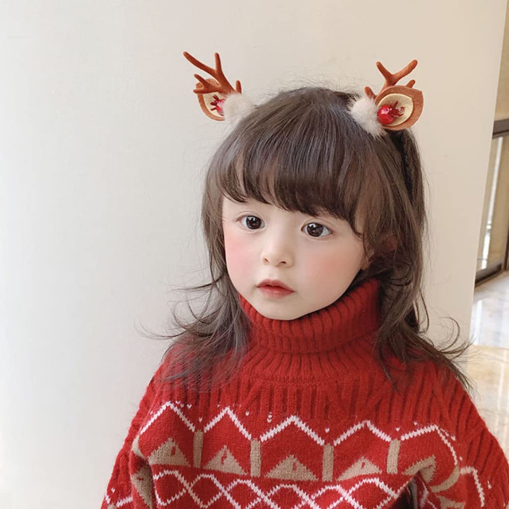 2pcs/Set Kawaii Christmas Elk Ear Hair Clip Women Girl Santa Snowman Hairpin Xmas Party Barrettes For Kids Cosplay Headwear - Amazhona 