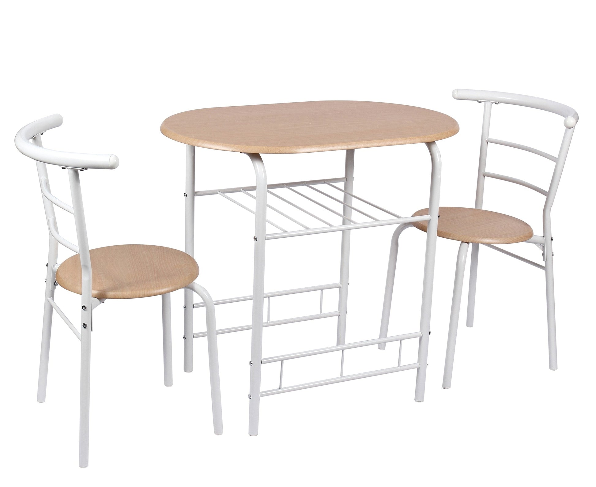 3 Piece Metal And Wood Dining Set, Table Height 29.15inch, For Patio, Kitchen (2 People Seating Capacity) - Amazhona 