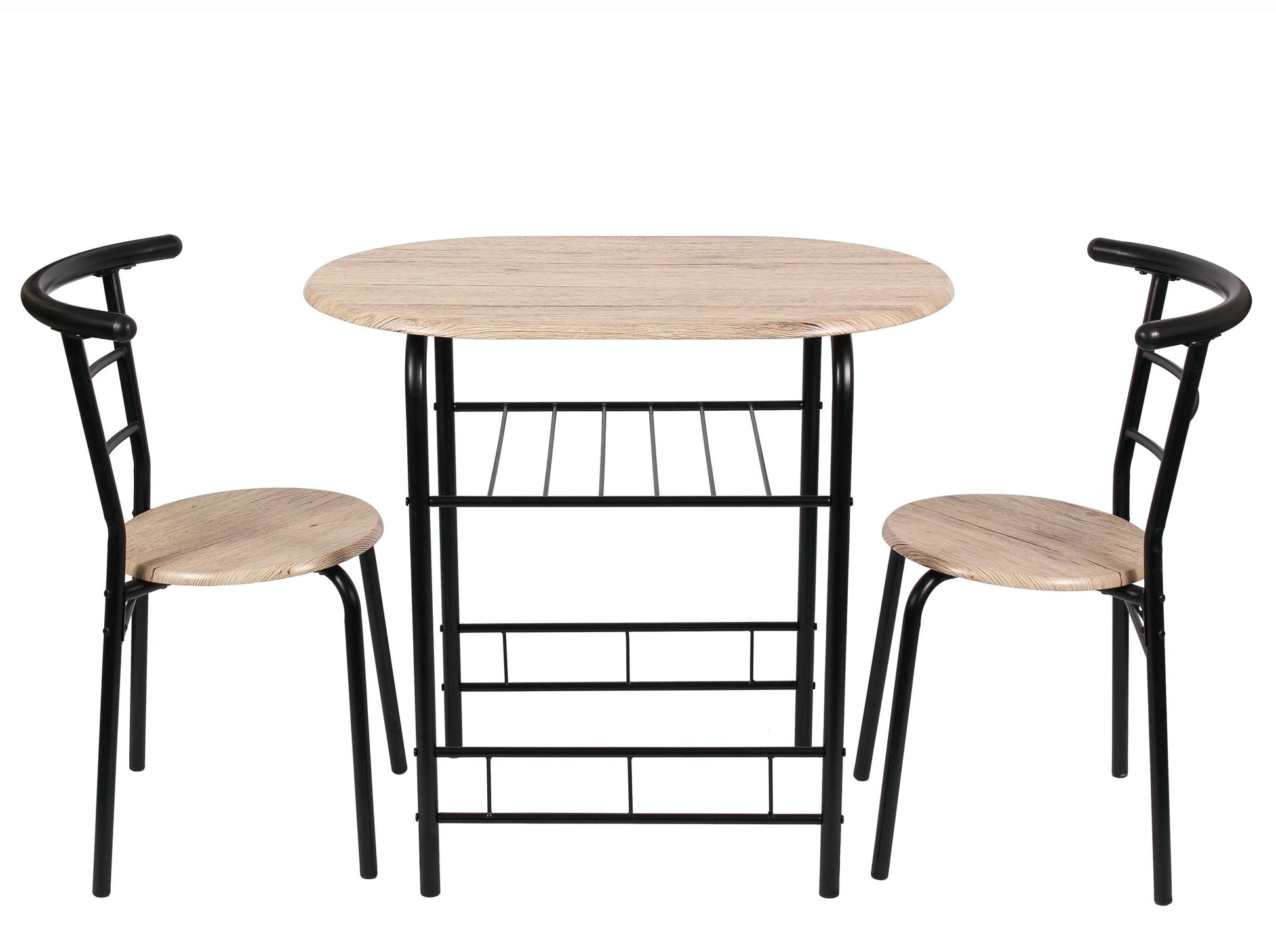 3 Piece Metal And Wood Dining Set, Table Height 29.15inch, For Patio, Kitchen (2 People Seating Capacity) - Amazhona 