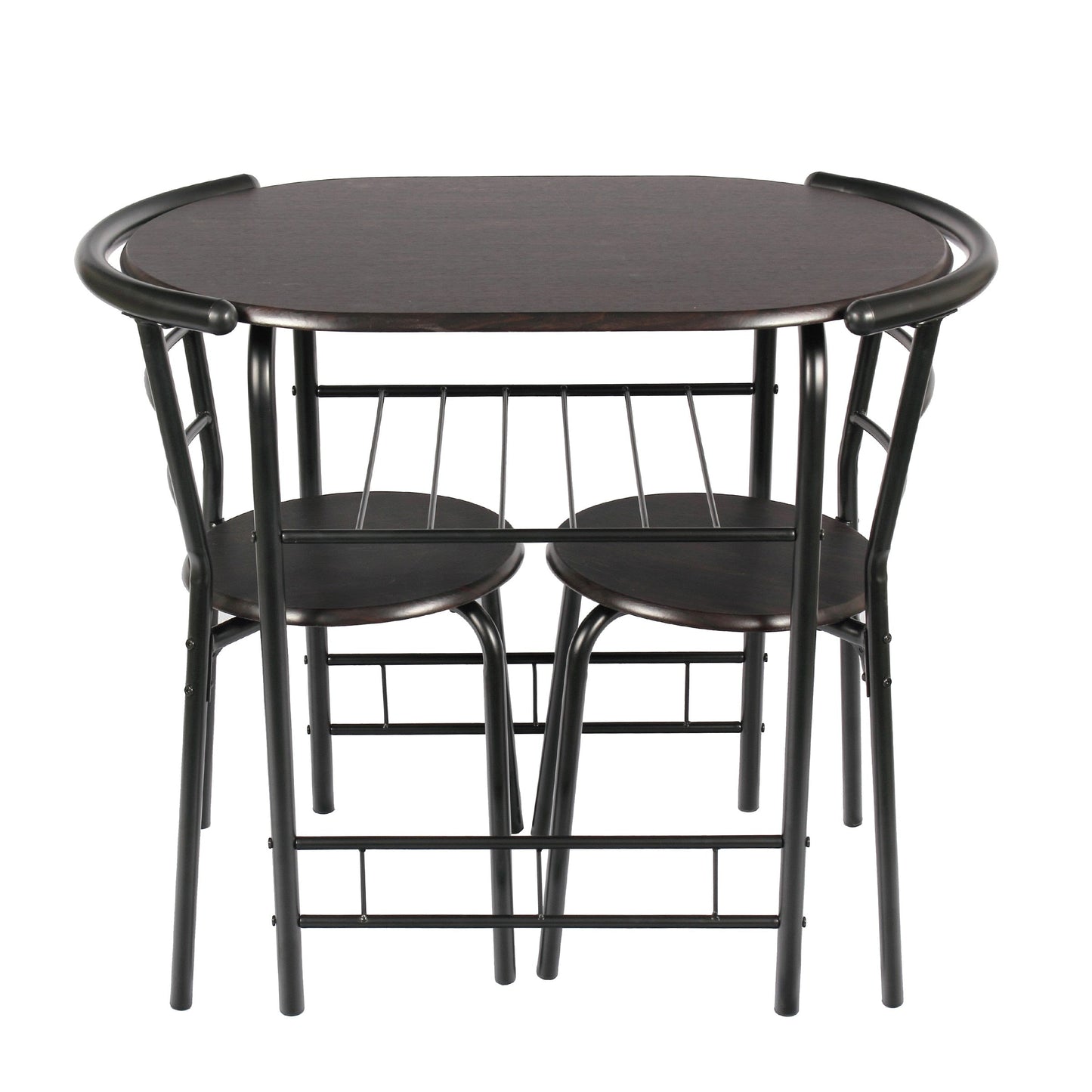 3 Piece Metal And Wood Dining Set, Table Height 29.15inch, For Patio, Kitchen (2 People Seating Capacity) - Amazhona 