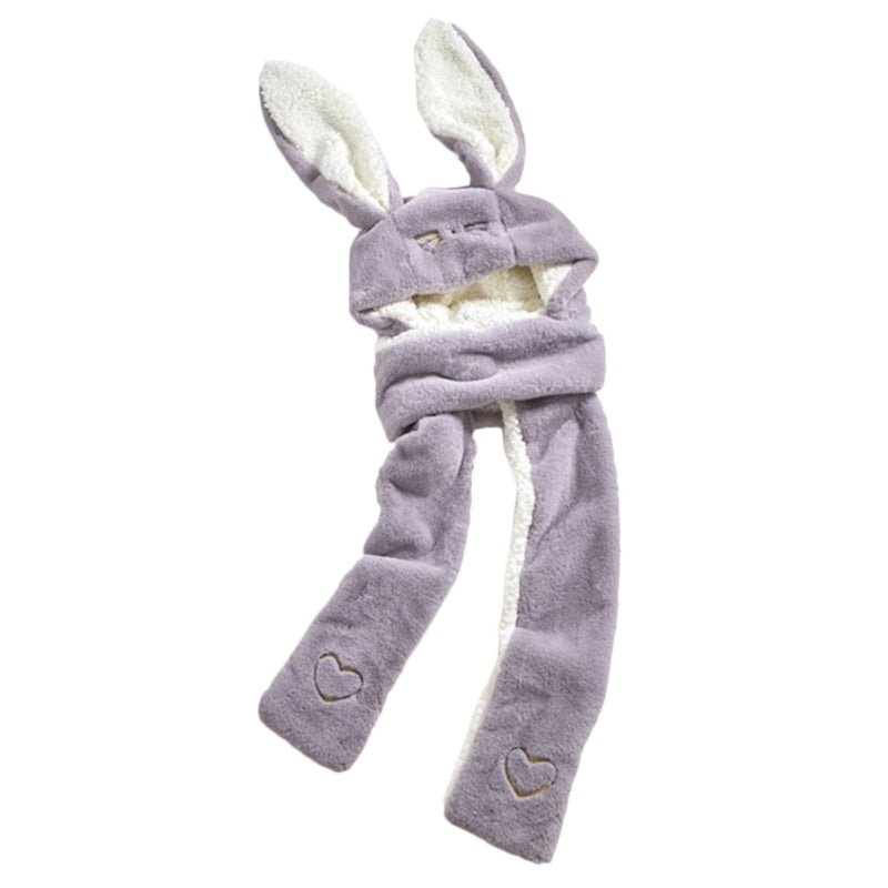 3 in1 Gloves scarf Rabbit Hat long Ears Cute Cartoon Hat Kawaii Funny Birthday Gift Bunny Plush Cap Winter For Adult Girlfriend - Amazhona 