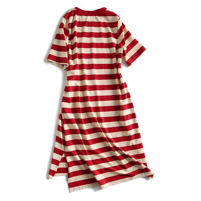 Short sleeve striped dress - Amazhona 