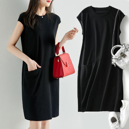 Slim solid color T-shirt dress - Amazhona 