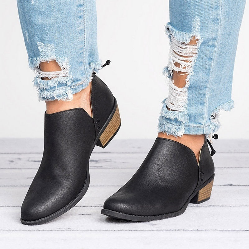 Autumn Women Shoes Retro High Heel Ankle Boots - Amazhona 