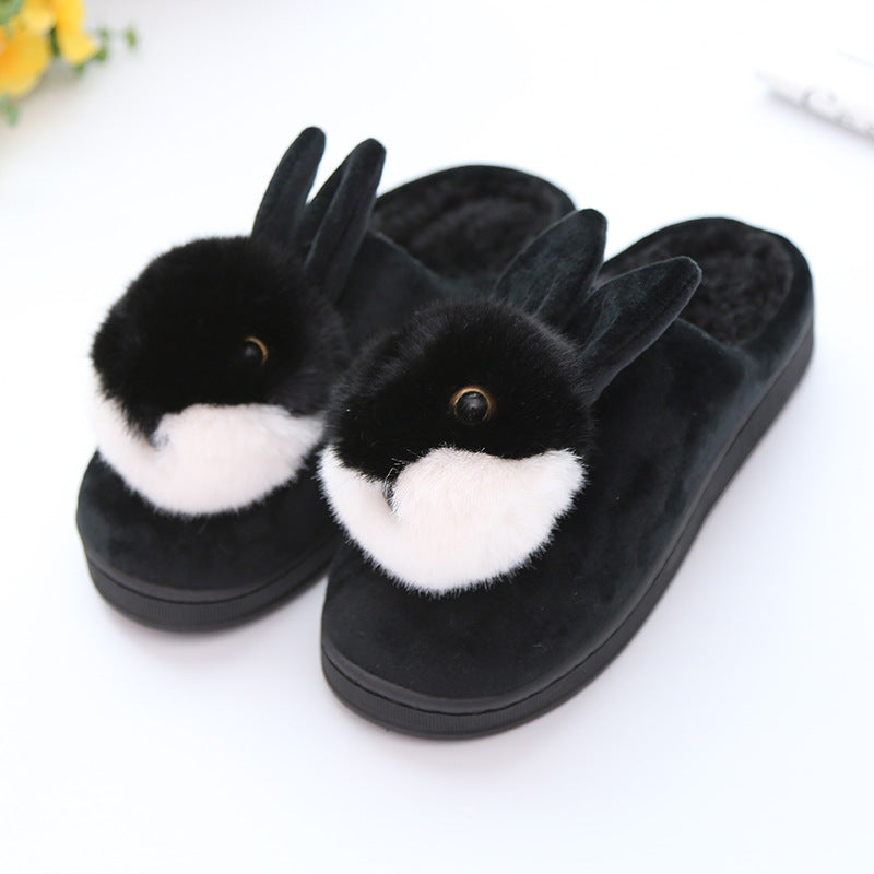 Cute rabbit ball cotton slippers - Amazhona 