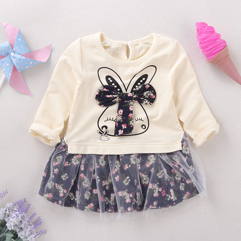 Autumn children female children 0-1-3-5 years old baby girl skirt dress long sleeved women age children skirt - Amazhona 