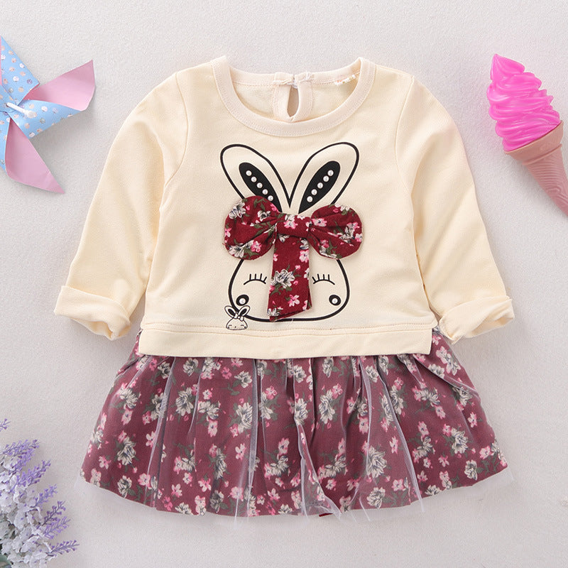 Autumn children female children 0-1-3-5 years old baby girl skirt dress long sleeved women age children skirt - Amazhona 