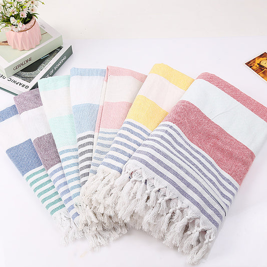 Cotton striped beach towel 100x180cm - Amazhona 