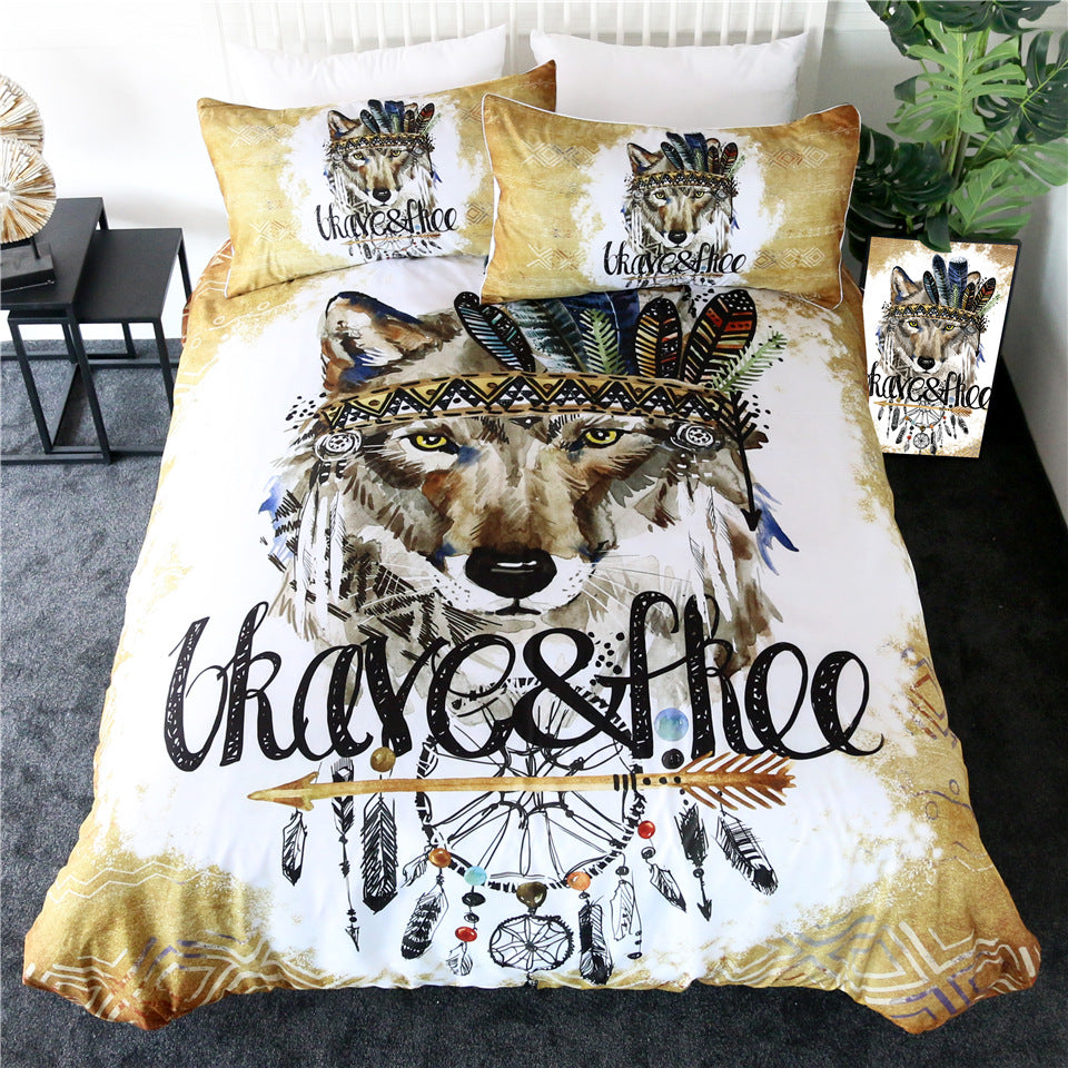 Wolf Three-piece bedding set - Amazhona 