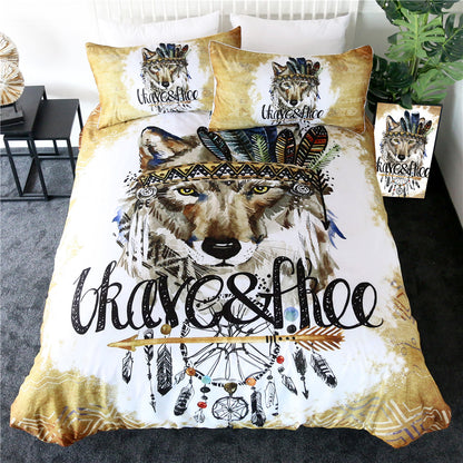 Wolf Three-piece bedding set - Amazhona 