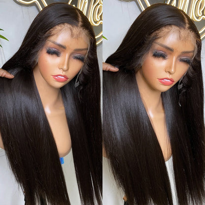 360 Full Lace Wig Human Hair Pre Plucked Wig Brazilian Straight 13X4 HD Lace Frontal Human Hair Wigs For Women On Sale Closure - Amazhona 