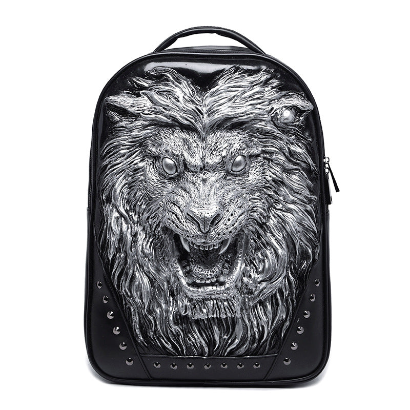 3D Angry Lion Face Unisex Backpack - Amazhona 