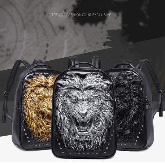 3D Angry Lion Face Unisex Backpack - Amazhona 