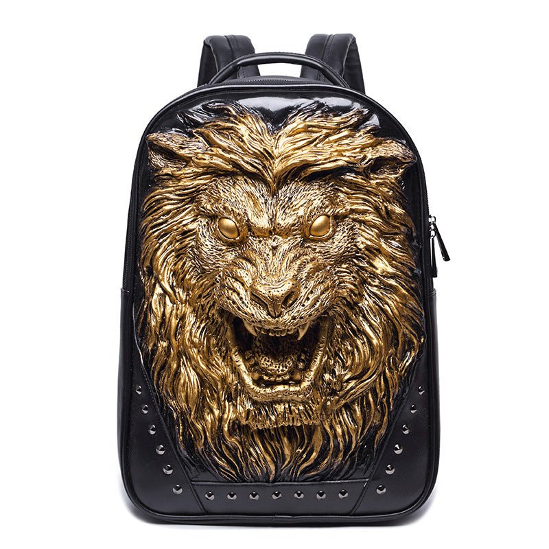 3D Angry Lion Face Unisex Backpack - Amazhona 