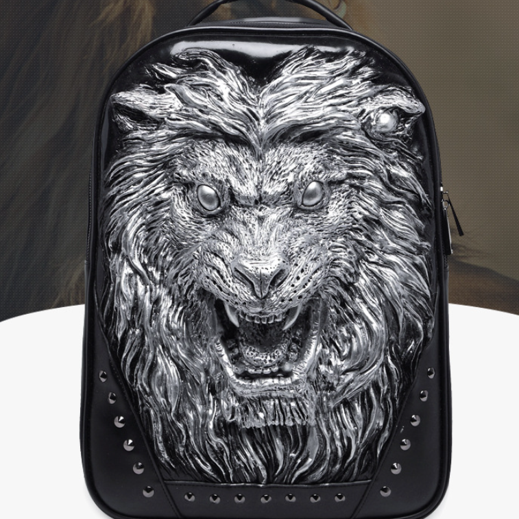 3D Angry Lion Face Unisex Backpack - Amazhona 