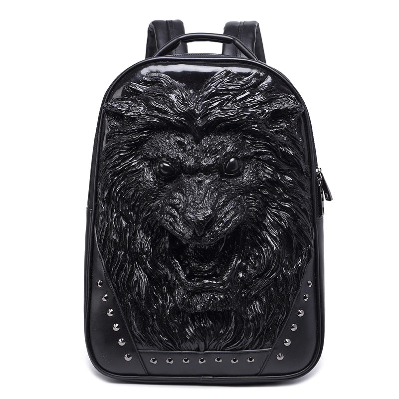 3D Angry Lion Face Unisex Backpack - Amazhona 