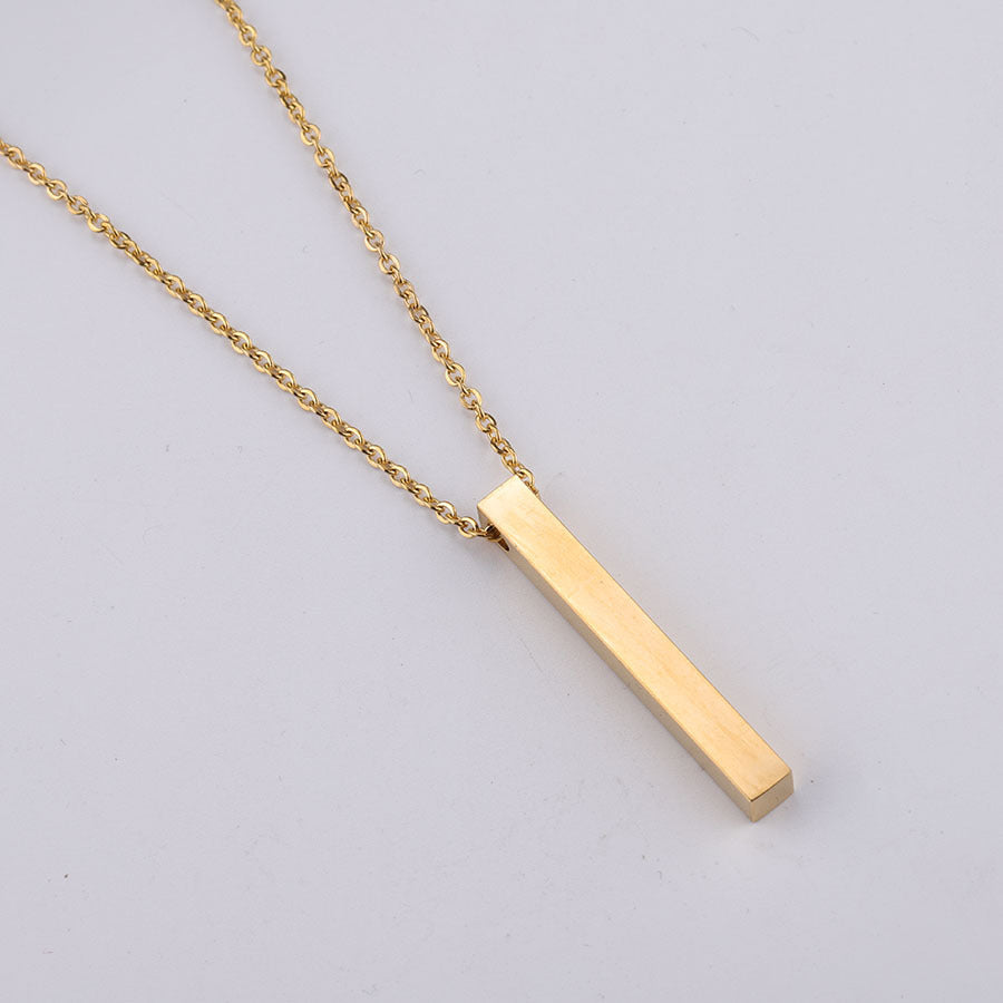 3D Engraved Bar Necklace - Amazhona 