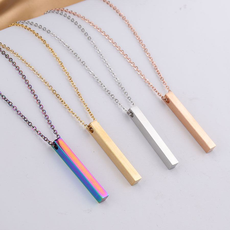 3D Engraved Bar Necklace - Amazhona 