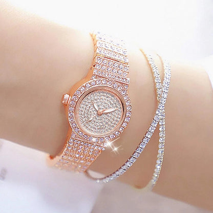 3PCS Fashion Diamond Watch For Women Luxury Crystal Rose Gold Quartz Watch Wristwatch Analog Dress Female Clock Ladies Reloj - Amazhona 