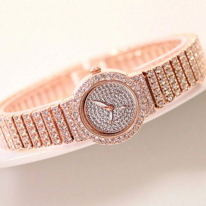 3PCS Fashion Diamond Watch For Women Luxury Crystal Rose Gold Quartz Watch Wristwatch Analog Dress Female Clock Ladies Reloj - Amazhona 