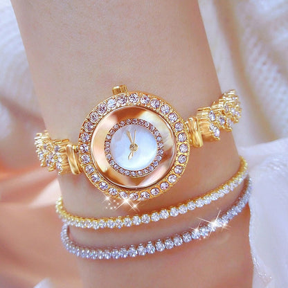 3PCS Fashion Diamond Watch For Women Luxury Crystal Rose Gold Quartz Watch Wristwatch Analog Dress Female Clock Ladies Reloj - Amazhona 