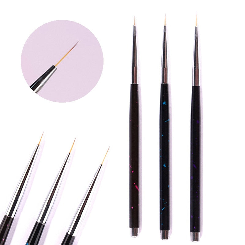 3Pcs French Stripe Nail Art Liner Brush Set Tips Ultra-thin Line Drawing Pen Dual End UV Gel Painting Brushes Manicure Tools - Amazhona 