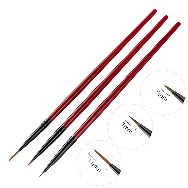 3Pcs French Stripe Nail Art Liner Brush Set Tips Ultra-thin Line Drawing Pen Dual End UV Gel Painting Brushes Manicure Tools - Amazhona 