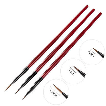 3Pcs French Stripe Nail Art Liner Brush Set Tips Ultra-thin Line Drawing Pen Dual End UV Gel Painting Brushes Manicure Tools - Amazhona 