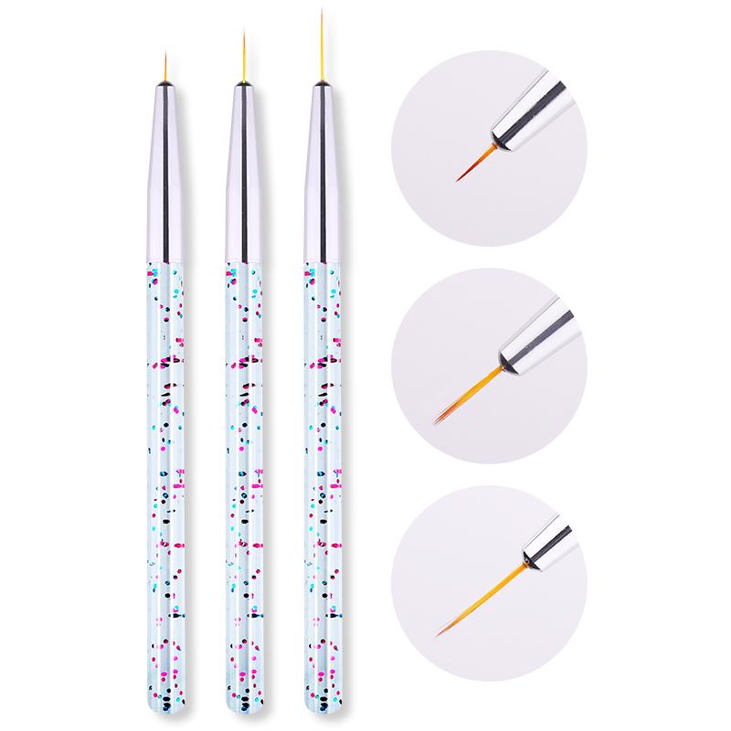 3Pcs French Stripe Nail Art Liner Brush Set Tips Ultra-thin Line Drawing Pen Dual End UV Gel Painting Brushes Manicure Tools - Amazhona 