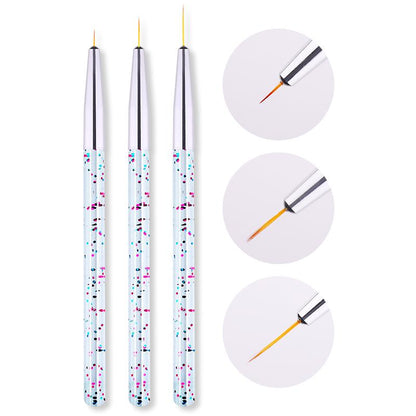 3Pcs French Stripe Nail Art Liner Brush Set Tips Ultra-thin Line Drawing Pen Dual End UV Gel Painting Brushes Manicure Tools - Amazhona 