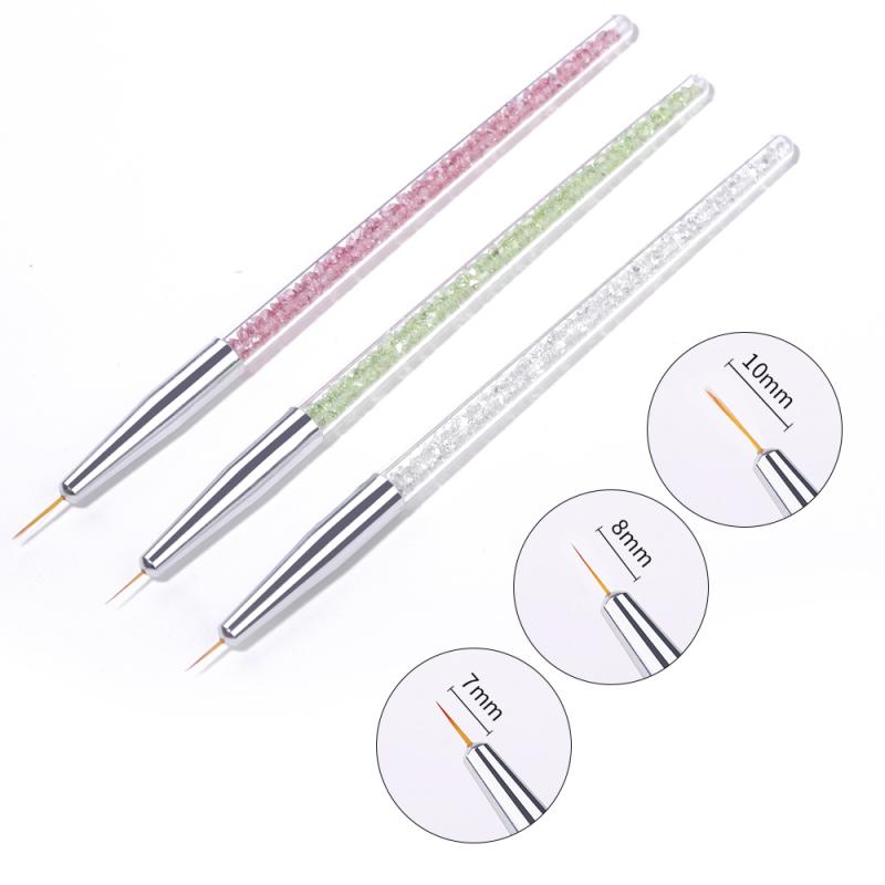 3Pcs French Stripe Nail Art Liner Brush Set Tips Ultra-thin Line Drawing Pen Dual End UV Gel Painting Brushes Manicure Tools - Amazhona 