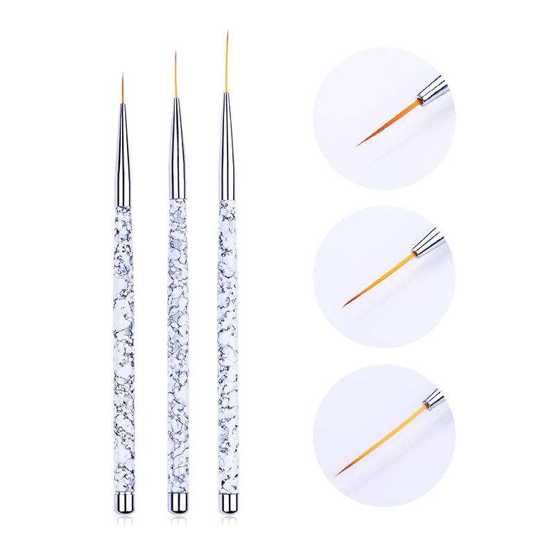 3Pcs French Stripe Nail Art Liner Brush Set Tips Ultra-thin Line Drawing Pen Dual End UV Gel Painting Brushes Manicure Tools - Amazhona 