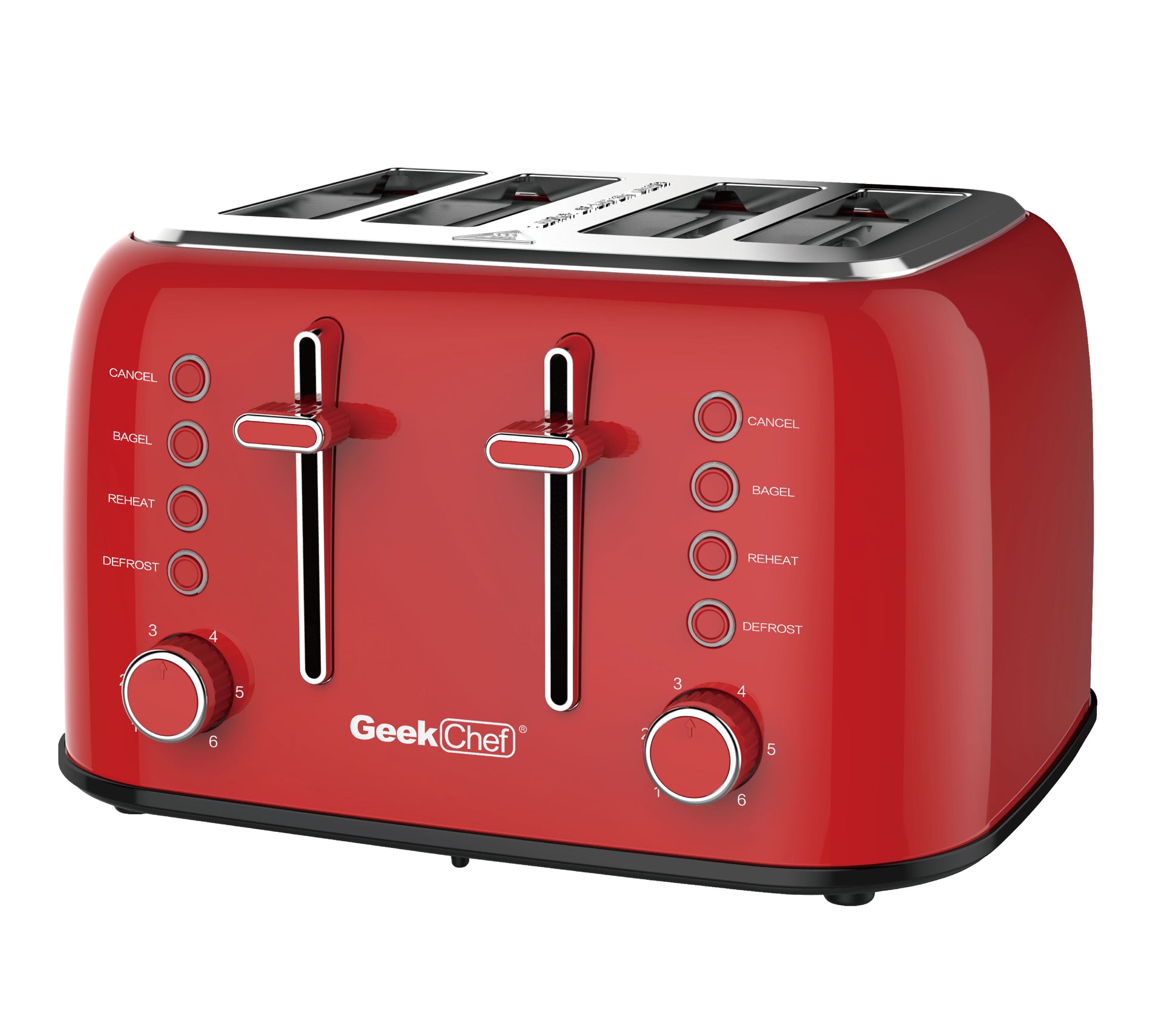 Prohibit listing on Amazon. Toaster 4 Slice, Geek Chef Retro Red Extra Wide Slot, Independent temperature control Toaster ,Reheat,Defrost,Cancel 4 Function, 6-Shade Settings, High Auto Pop-Up