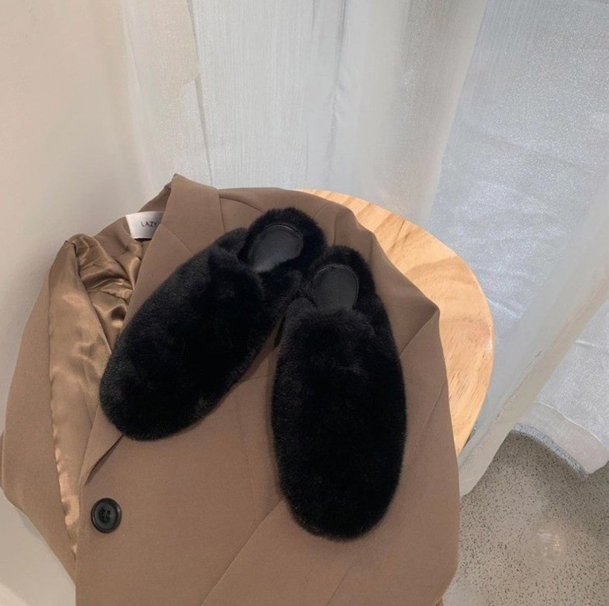 Fur Half Slippers Female Baotou Lazy People Wear Mules Outside - Amazhona 