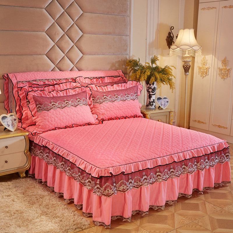 Quilted Lace Bed Skirt Thickened Plus Cotton Bedspread Single Piece Simmons Bed Cover Bed Circumference 1.8m Bed - Amazhona 