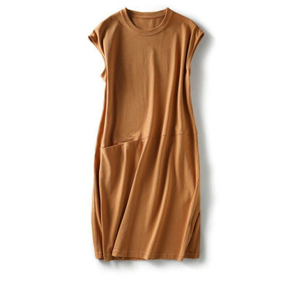 Slim solid color T-shirt dress - Amazhona 