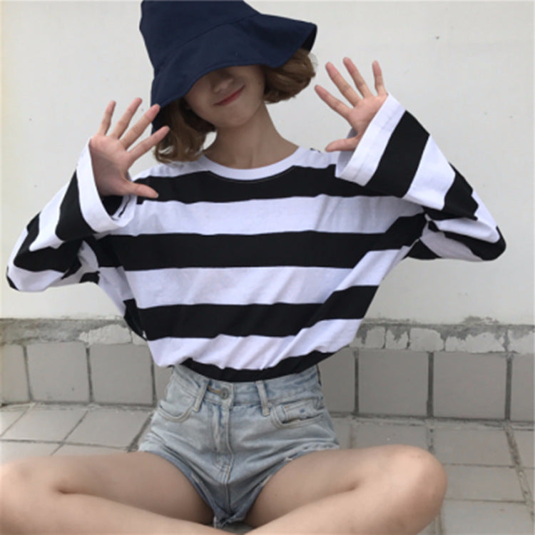 Striped long sleeve t-shirt autumn clothes - Amazhona 