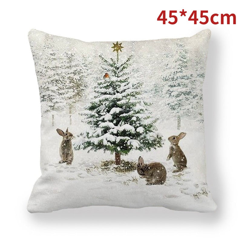 45cm Merry Christmas Cushion Cover Santa Claus Elk Pillowcase 2022 Xmas Navidad Natal Christmas Ornament New Year Accessories - Amazhona 