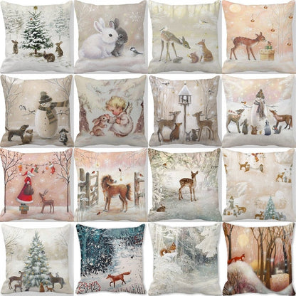 45cm Merry Christmas Cushion Cover Santa Claus Elk Pillowcase 2022 Xmas Navidad Natal Christmas Ornament New Year Accessories - Amazhona 